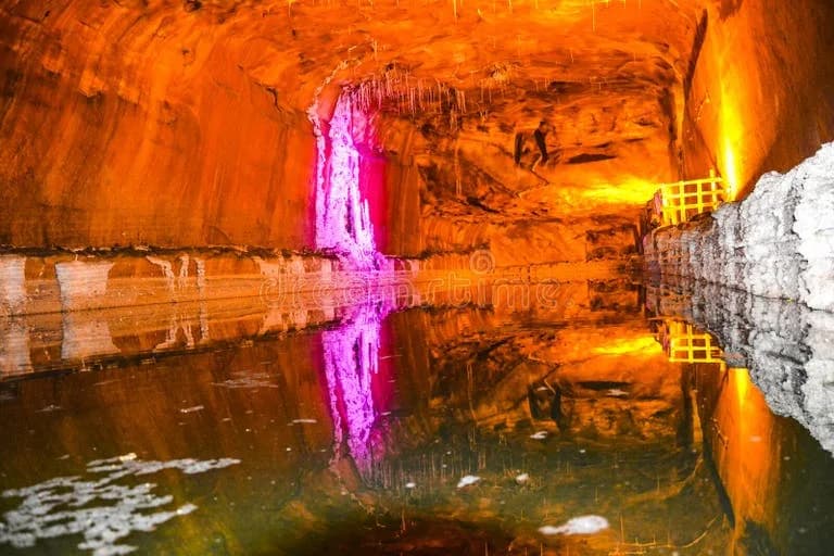 Colorful Light Effect Inside Khewra Salt Mine Colorful Light Effect Inside Khewra Salt Mine Khewra Salt Mine Located